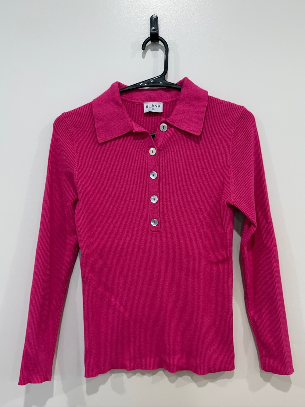 BLANK London Fuchsia Ribbed Polo Sweater